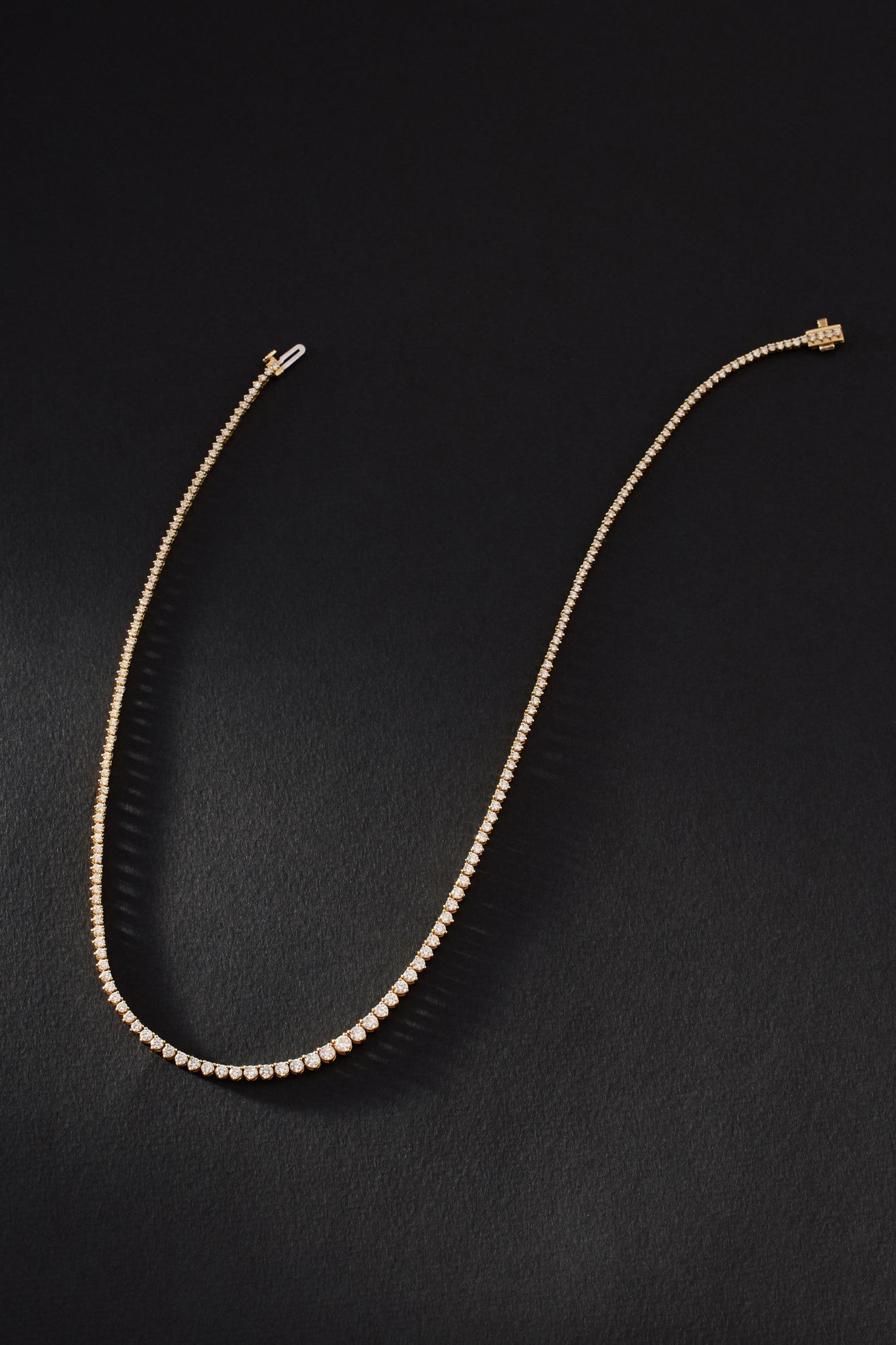 Graduated Diamond Tennis Necklace - Gold, One Size