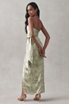 V. Chapman June Printed Corset Front-Slit Gown