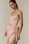 V. Chapman June Printed Corset Front-Slit Gown