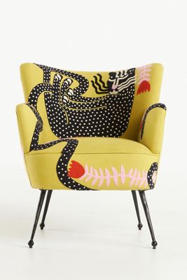 【刺繍が素敵】Anthropologie Celestial Petiteアクセントチェア Celestial Petite Accent Chair | AnthroHome