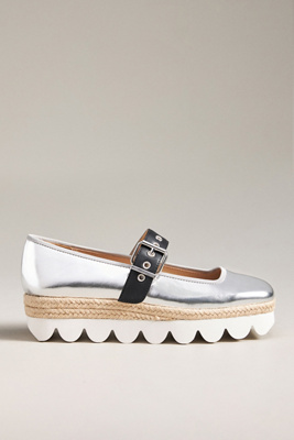 Silent D Sporty Mary Jane Flats In Silver