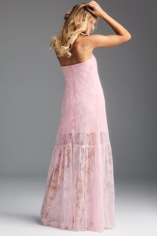 BHLDN Anna Strapless Sheer Lace Maxi Dres