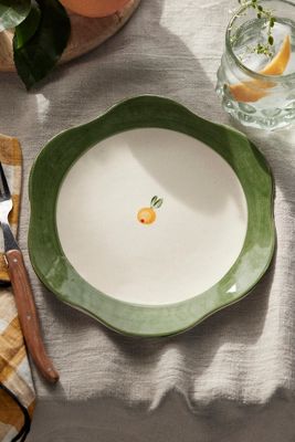 Terrain Painted Fruit Stoneware Plate In Green