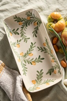 Green Vine Serving Platter, Rectangle