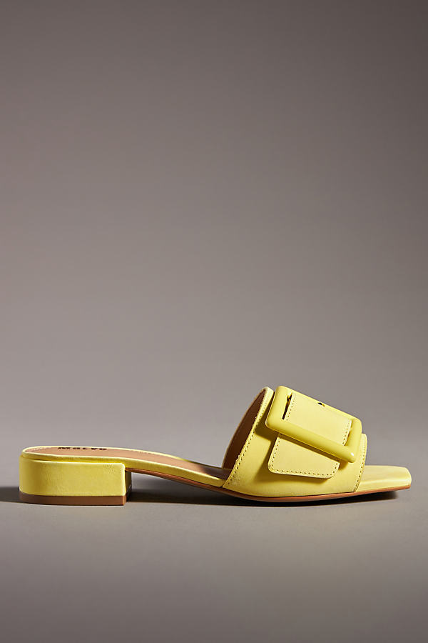 Maeve Buckle Slide Sandals In Yellow