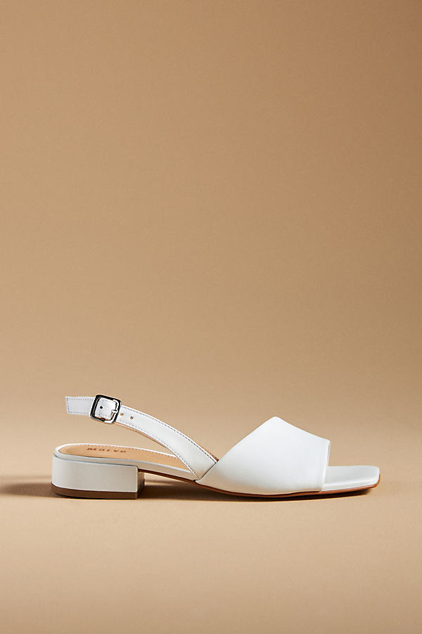Maeve Asymmetrical-strap Leather Slingback Sandals In White