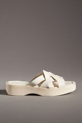 Shop Pilcro Woven Slide Sandals In Beige