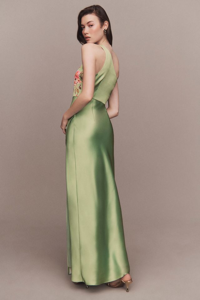 BHLDN Dylan Stretch Satin One-Shoulder Side-Slit Maxi Dress #1