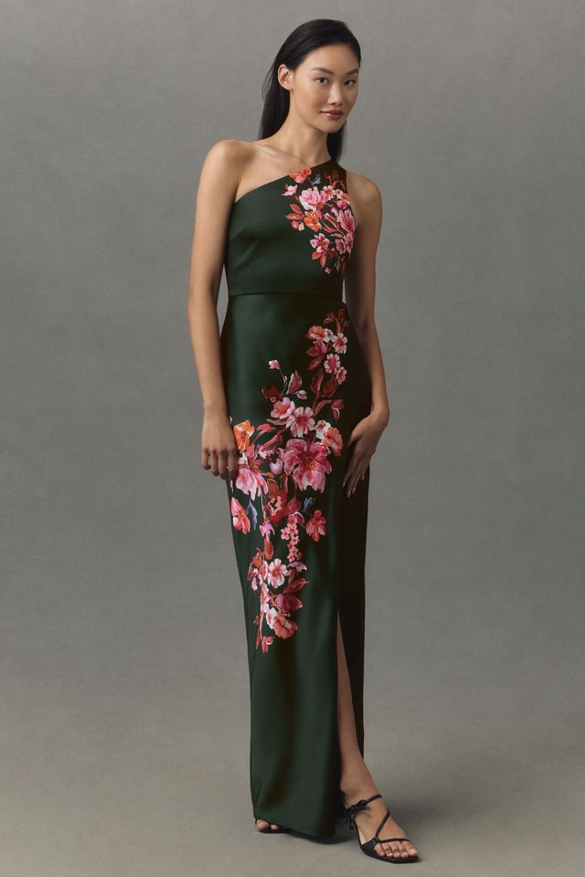 BHLDN Dylan Stretch Satin One-Shoulder Side-Slit Maxi Dress #1