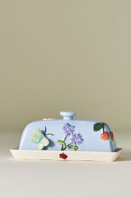 Anthropologie Faye Butter Dish In Blue