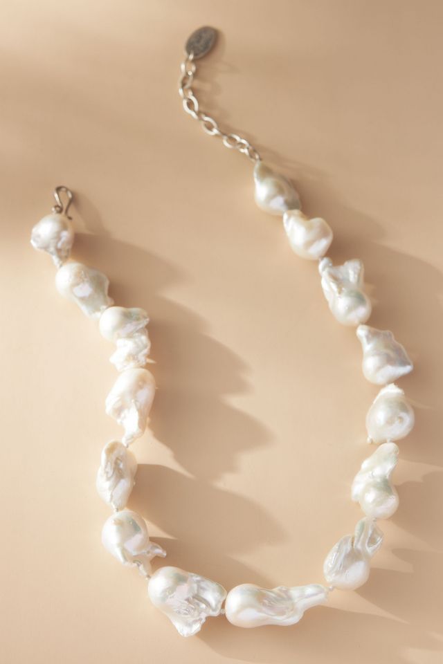 Grey Baroque Pearl on Leather Cord Necklace by Chan Luu | Silver/Grey Pearl