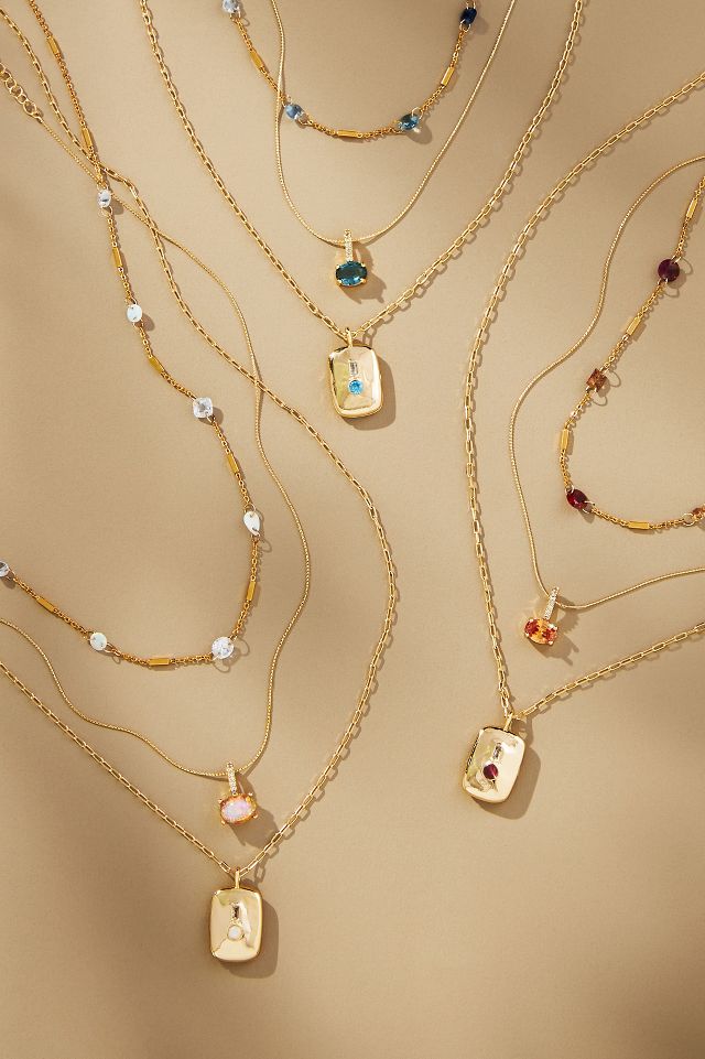 Gold Plated Birthstone Necklaces Set of 3