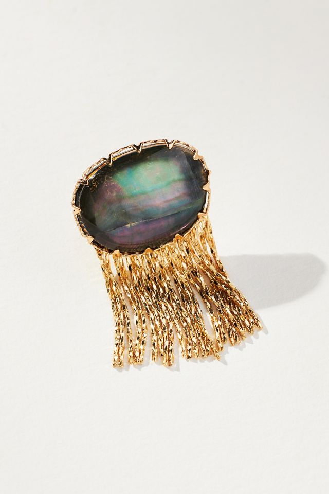 Metal Fringe Stone Earrings #1