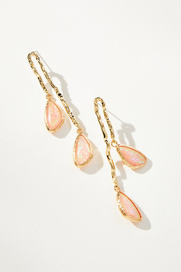 Gold-Plated Double Stone Drop Earrings