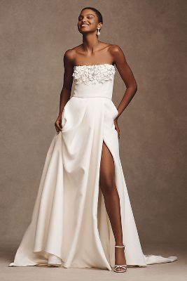 BHLDN Hadley Floral Appliqué Wedding Gown | Anthropologie