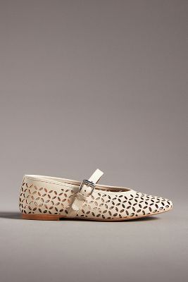 By Anthropologie Floral Cutout Flats In Beige