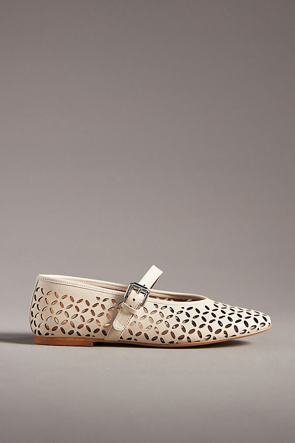 By Anthropologie Floral Cutout Flats In Beige