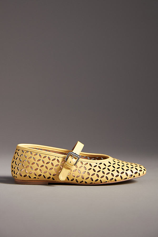 By Anthropologie Floral Cutout Flats In Yellow