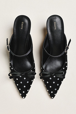 Maeve Bow Kitten-heel Mules In Black