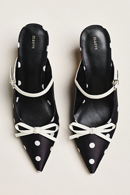 Maeve Bow Kitten-heel Mules In Black