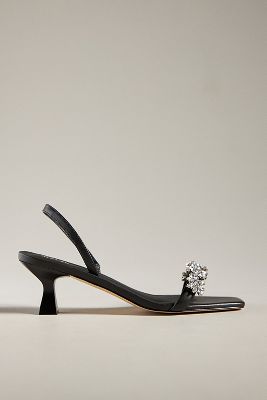 Maeve Gem Floral Kitten Heels In Black