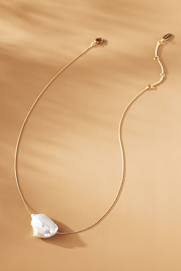 Serefina Baroque Pearl Drop Necklace In Gold