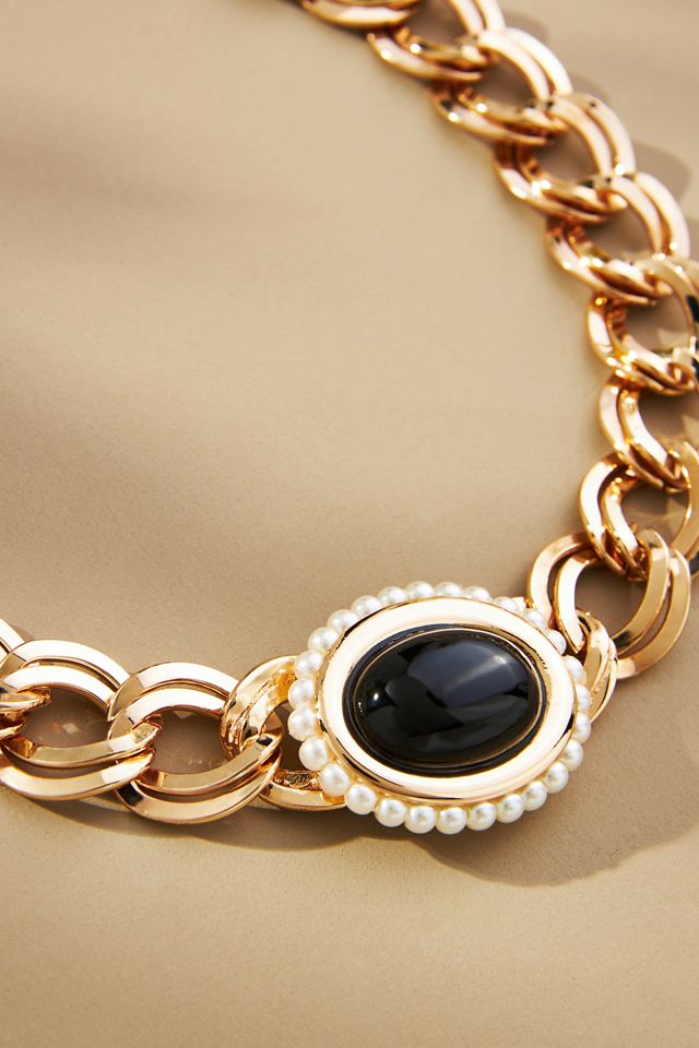 The Restored Vintage Collection: Black Stone Collar Neckalce #3