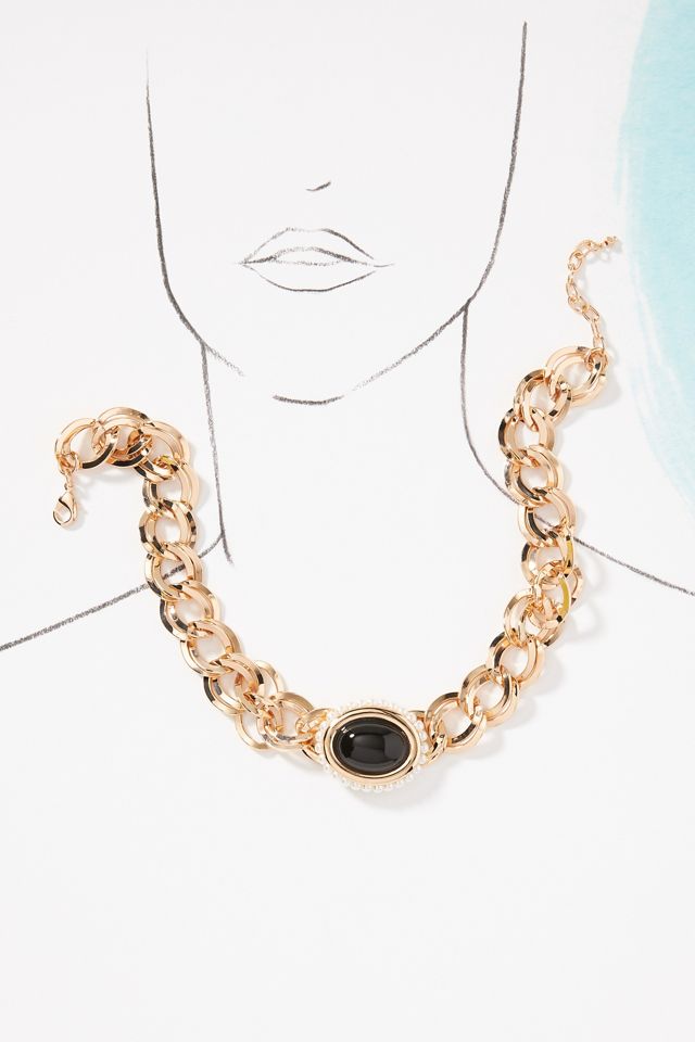 The Restored Vintage Collection: Black Stone Collar Neckalce #2
