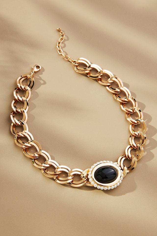 The Restored Vintage Collection: Black Stone Collar Neckalce #1