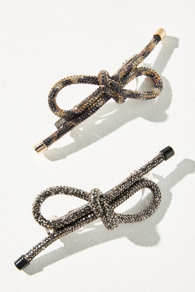 Set of 2 Crystal Bow Barrettes #1