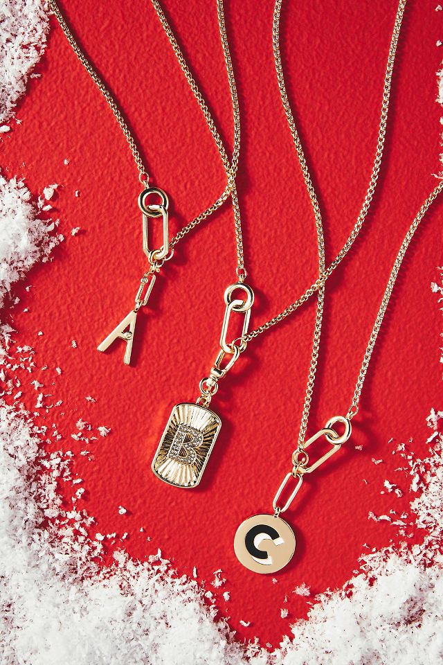 Anthropologie Silver Monogram Chain Necklace