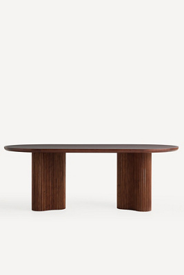 Anthropologie Scout Oval Double Pedestal Burl Wood Dining Table In Brown