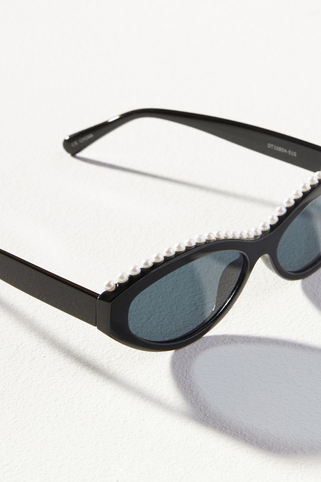 Pearl-Trim Cat-Eye Sunglasses #3