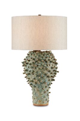Currey & Company Sea Urchin Table Lamp In Green