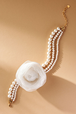 Nakamol Pearl Rosette Choker In Metallic