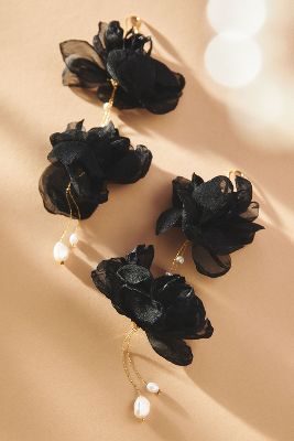 Shop Anthropologie Flower Drop Earrings In Black