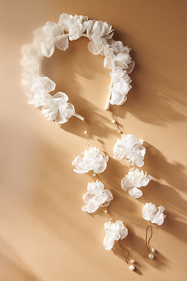Nakamol Floral Drop Headband In White