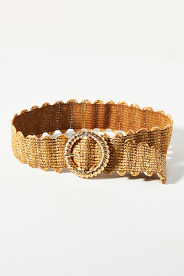 Scalloped Woven Raffia Belt | Anthropologie UK