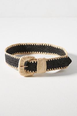 By Anthropologie Raffia-wrapped Stretch Waist Belt In Multicolor