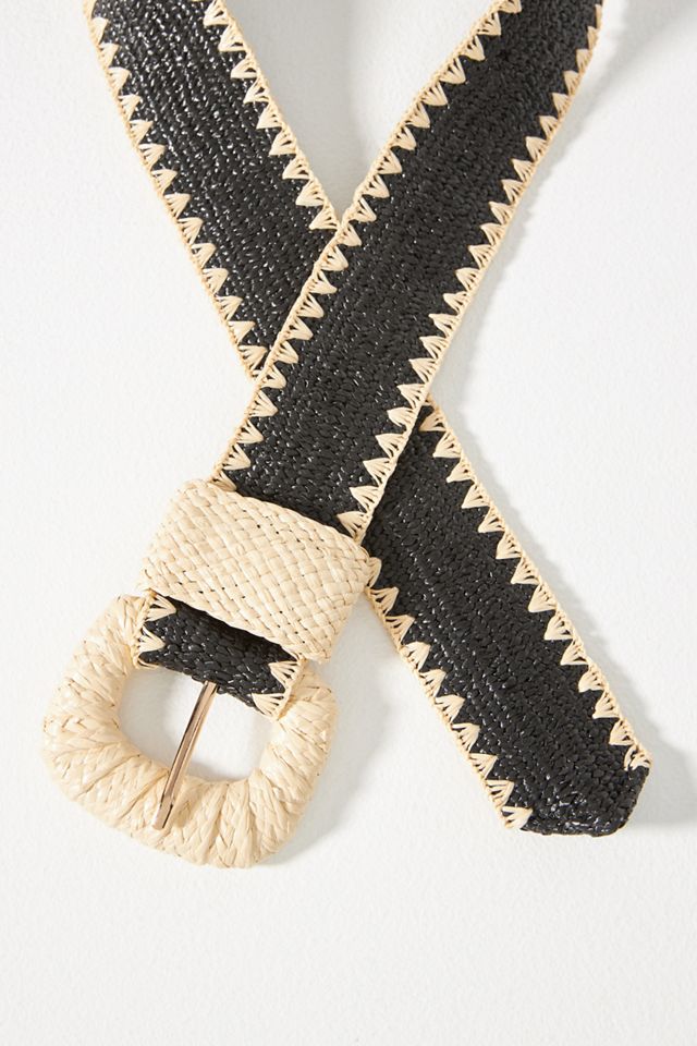 Raffia-Wrapped Stretch Waist Belt #1
