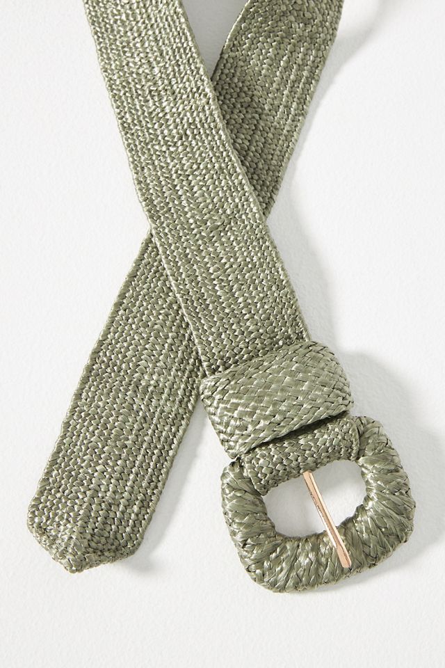 Raffia-Wrapped Stretch Waist Belt #1