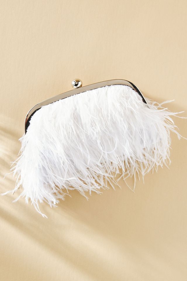 White feather clutch discount bag