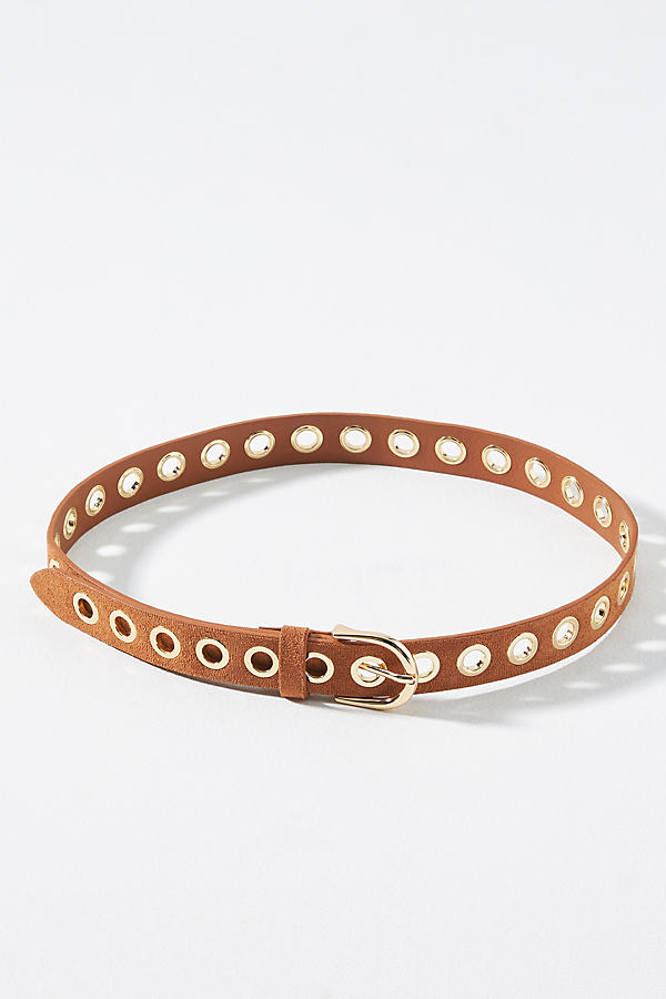 By Anthropologie Leather Grommet Belt In Yellow
