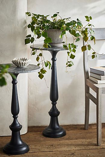 Marble Top Pedestal Plant Stand
