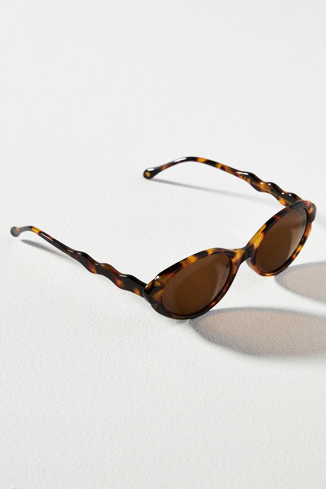 Wavy Arm Oval Sunglasses #2