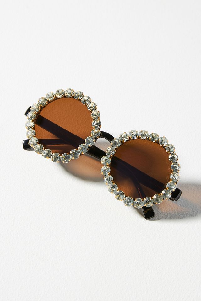 Round sale rhinestone sunglasses