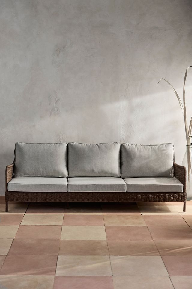 Harbor All Weather Wicker Three Seat Sofa, Gray Cushions #3