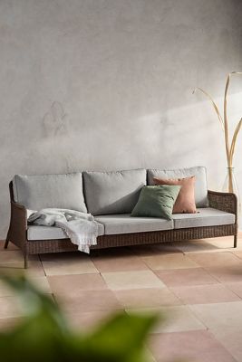 Harbor All Weather Wicker Three Seat Sofa, Gray Cushions