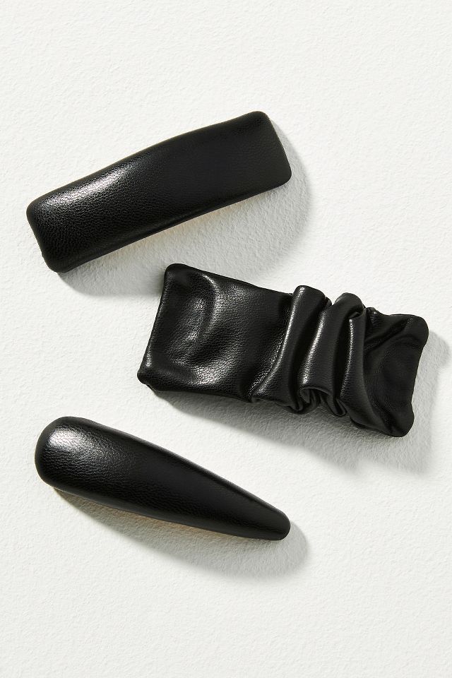 Faux Leather Barrettes, Set of 3 | Anthropologie