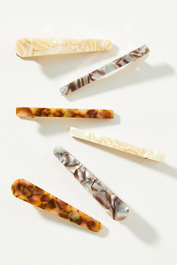 By Anthropologie Elongated Resin Hair Clips, Set Of 6 In Multicolor